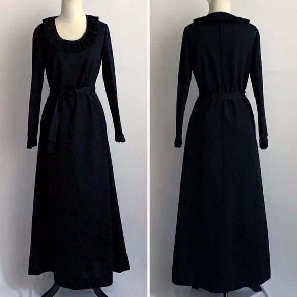 SOLD! VINTAGE Sebastian Black Maxi Dress - Picture 1 of 8